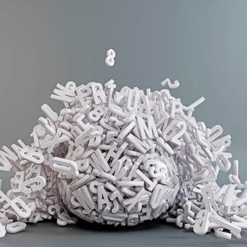 Falling numbers and letters isolated on grey Stock Illustration