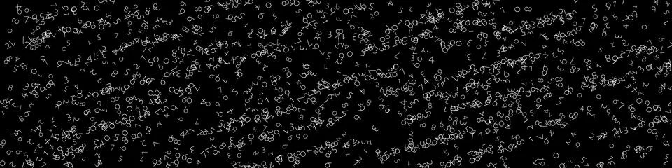 Falling numbers, big data concept. Binary white chaotic flying digits. Extra Stock Illustration