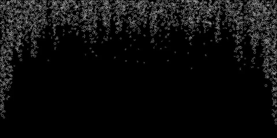 Falling numbers, big data concept. Binary white chaotic flying digits. Optimal Stock Illustration