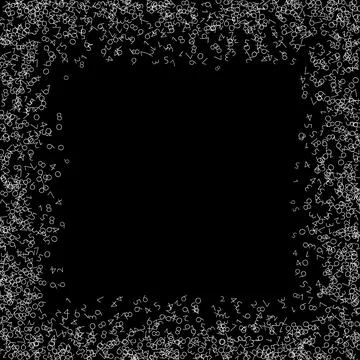 Falling numbers, big data concept. Binary white chaotic flying digits. Stock Illustration