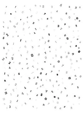 Falling numbers, figures math backdrop on white background Stockillustratie