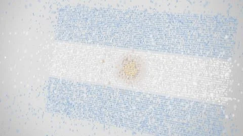 Falling numbers make up flag of ARGENTINA. Conceptual 3D rendering Stock Illustration