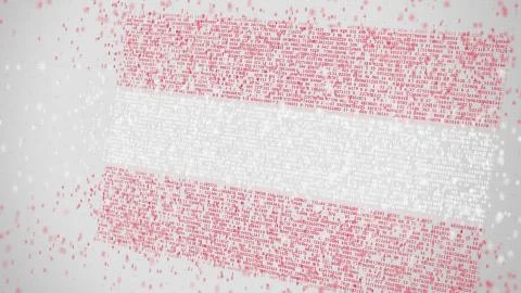 Falling numbers make up flag of AUSTRIA. National digital technology related 3D Stock Illustration