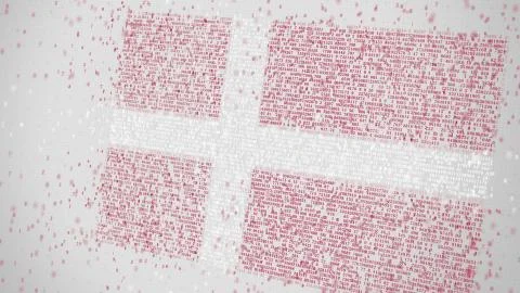 Falling numbers make up flag of DENMARK. Conceptual 3D rendering Stock Illustration