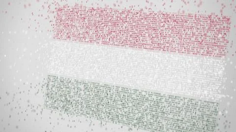 Falling numbers make up flag of HUNGARY. National information technology IT Illustrazione stock