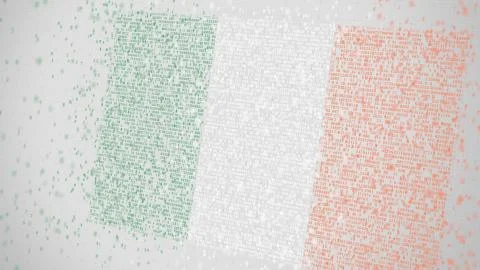 Falling numbers make up flag of IRELAND. National information technology IT Stock Illustration