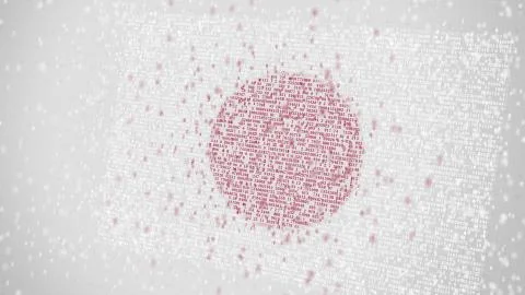 Falling numbers make up flag of JAPAN. Conceptual 3D rendering Stock Illustration