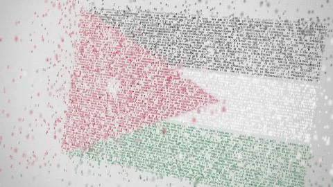 Falling numbers make up flag of JORDAN. Conceptual 3D rendering Stock Illustration
