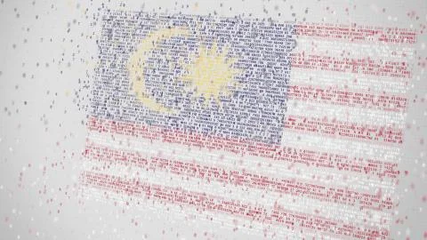 Falling numbers make up flag of MALAYSIA. Digital economy conceptual 3D Stock Illustration