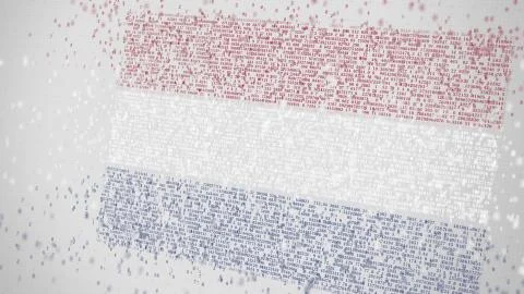 Falling numbers make up flag of NETHERLANDS. National digital technology related Stock Illustration