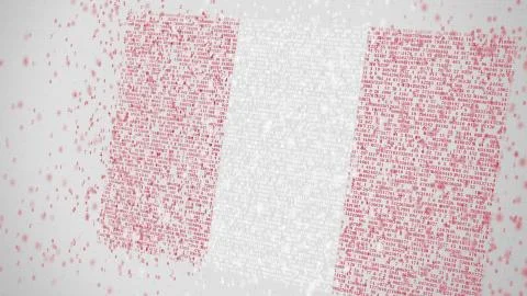 Falling numbers make up flag of PERU. National digital technology related 3D Stock Illustration