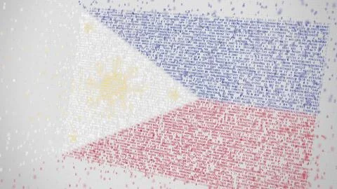 Falling numbers make up flag of PHILIPPINES. National information technology IT Stock Illustration