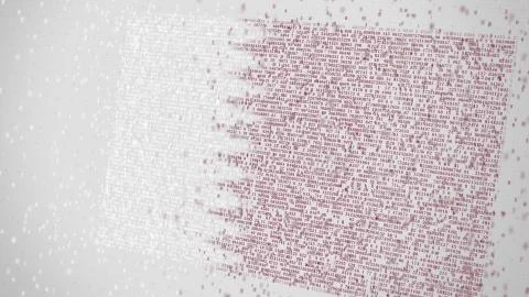 Falling numbers make up flag of QATAR. Conceptual 3D rendering Stock Illustration