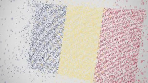 Falling numbers make up flag of ROMANIA. National information technology IT Stock Illustration