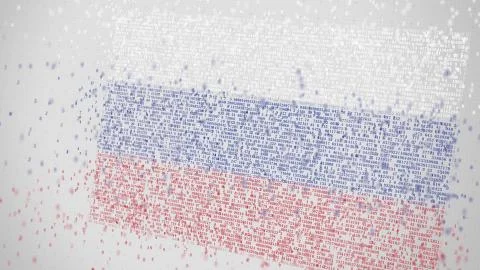 Falling numbers make up flag of RUSSIA. Conceptual 3D rendering Stock Illustration