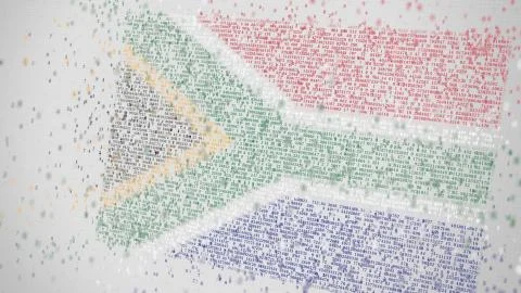 Falling numbers make up flag of SOUTH AFRICA. National digital technology Stock Illustration