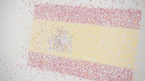 Falling numbers make up flag of SPAIN. Conceptual 3D rendering Illustrazione stock