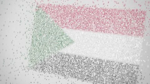 Falling numbers make up flag of SUDAN. National information technology IT Stock Illustration