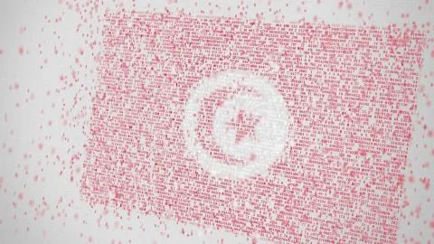 Falling numbers make up flag of TUNISIA. Conceptual 3D rendering Stock Illustration