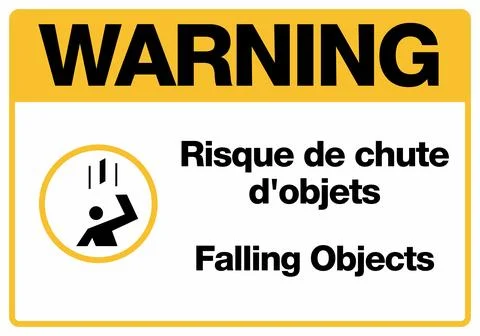 Falling Objects Bilingual Construction Hazard Warning Signs French Иллюстрация