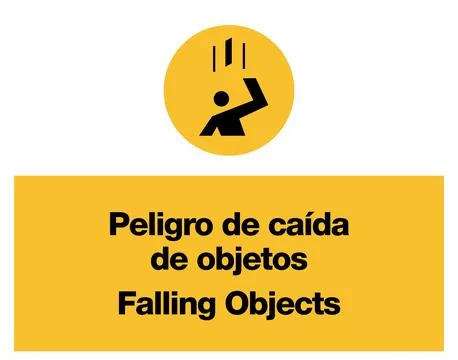 Falling Objects Construction Warning Signage Set for Workplace Safety Stock Illustration