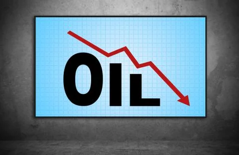 Falling oil chart Foto stock