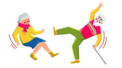 Falling old people vector Stock Illustration