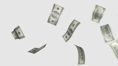 Falling One Hundred Dollars Banknote Animation, on Alpha Channel, Loop 库存影片 300938113