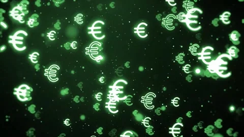 Falling or raining euro glowing icon sign. Stock Footage 276980739