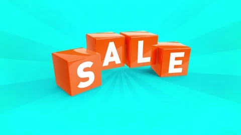 Falling orange cubes with text SALE Stock Footage 64620917