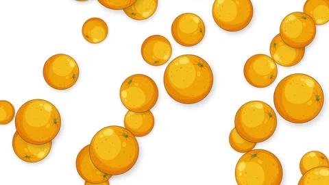 Falling Orange Fruit Animation on a Clean White Background Stock Footage 343699163