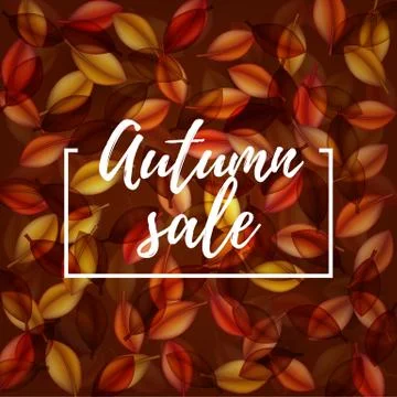 Falling orange leaves on dark background. Autumn sale . Web banner or poster for Stock Illustration