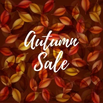 Falling orange leaves on dark background. Autumn sale . Web banner or poster for Stock Illustration