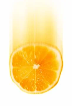 Falling Orange Slice Isolated on a White Background 스톡 사진