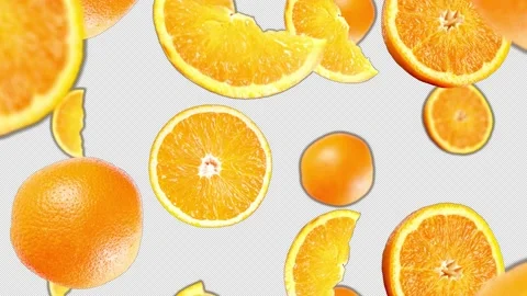 Falling oranges  Background, with Alpha Channel, Loop  Stock Footage 231060415