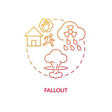 Falling out nuclear debris red gradient concept icon Stock Illustration