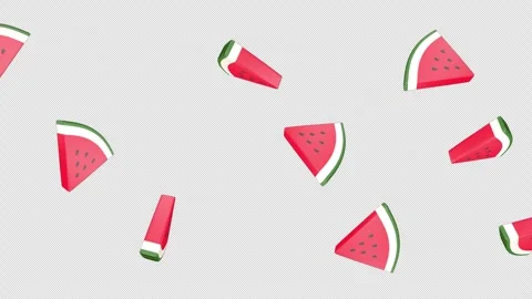 Falling Overlay 3D Watermelon Pieces Animation on Alpha Channel, Loop 库存影片 311599568