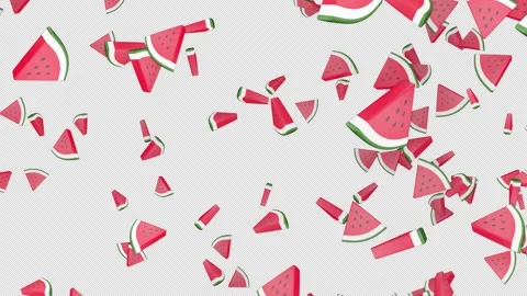 Falling Overlay 3D Watermelon Pieces Animation on Alpha Channel, Loop 库存影片 311601143