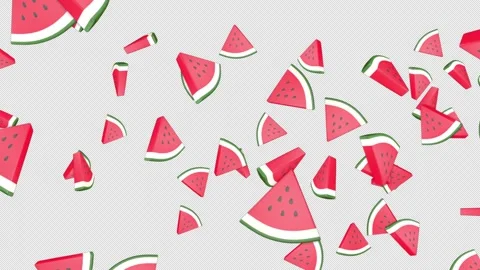 Falling Overlay 3D Watermelon Pieces Animation on Alpha Channel, Loop 库存影片 311601472