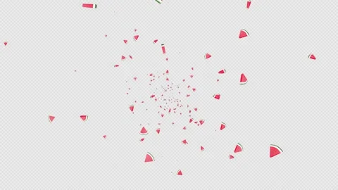 Falling Overlay 3D Watermelon Pieces Animation on Alpha Channel, Loop 库存影片 311726042
