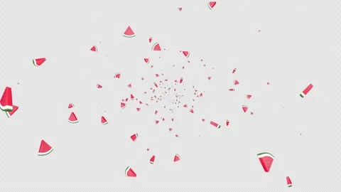Falling Overlay 3D Watermelon Pieces Animation on Alpha Channel, Loop 库存影片 311726252