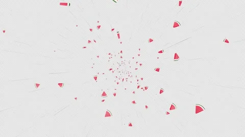 Falling Overlay 3D Watermelon Pieces Animation on Alpha Channel, Loop 库存影片 311726876