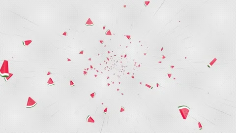 Falling Overlay 3D Watermelon Pieces Animation on Alpha Channel, Loop 库存影片 311727403