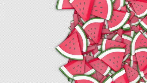 Falling Overlay 3D Watermelons Transition Animation on Alpha Channel, Loop 库存影片 311594537