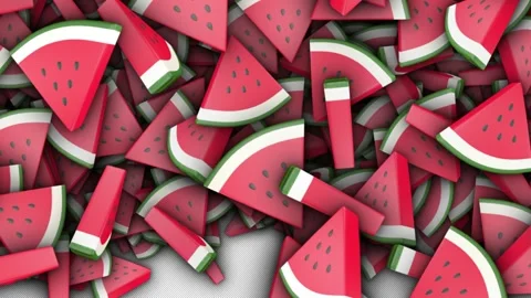 Falling Overlay 3D Watermelons Transition Animation on Alpha Channel, Loop 库存影片 311595897