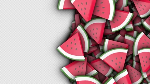 Falling Overlay 3D Watermelons Transition Animation on Alpha Channel, Loop 库存影片 311596917