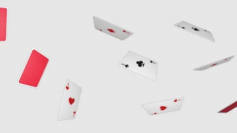 Falling Overlay Playing Poker Card Aces Symbol Animation, on Alpha Channel, Loop 库存影片 285211400