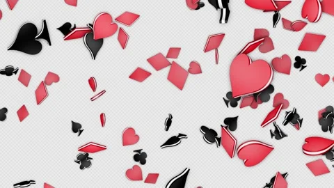 Falling Overlay Playing Poker Card Suit Symbol Animation, on Alpha Channel, Loop Video stock 291878398