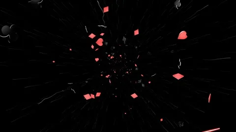 Falling Overlay Playing Poker Card Suit Symbol Animation, with Alpha Matte, Loop Stock Footage 299680565