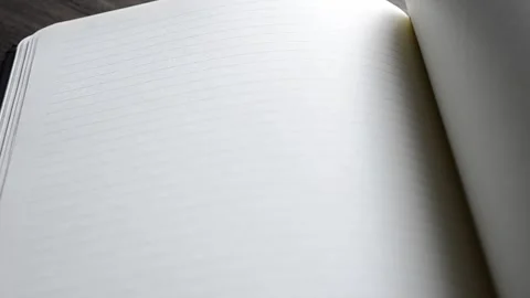 Falling pages in Notepad. In the notebook, turn the pages. Stock Footage 201666398